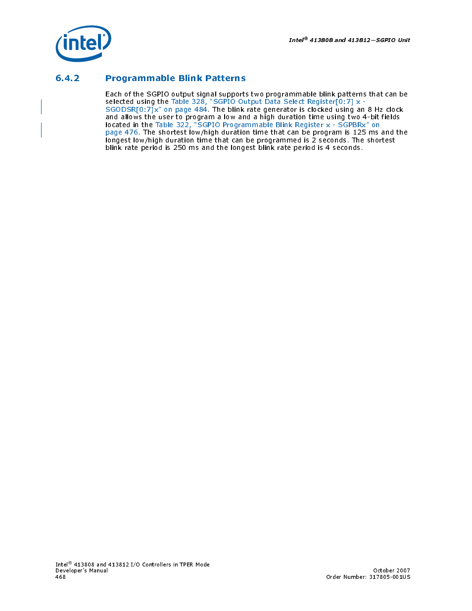 2 programmable blink patterns | Intel CONTROLLERS 413808 User Manual | Page 468 / 824