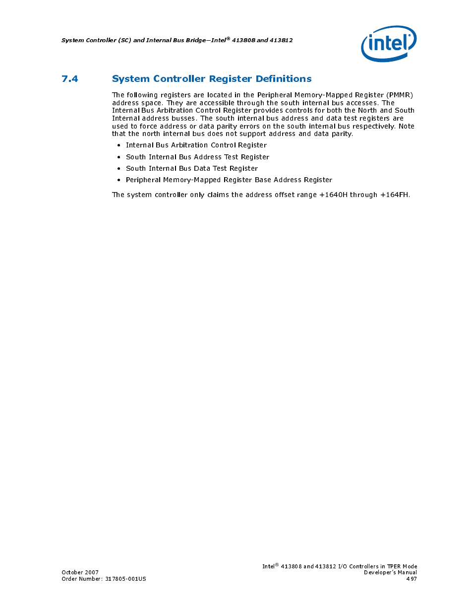 4 system controller register definitions | Intel CONTROLLERS 413808 User Manual | Page 497 / 824