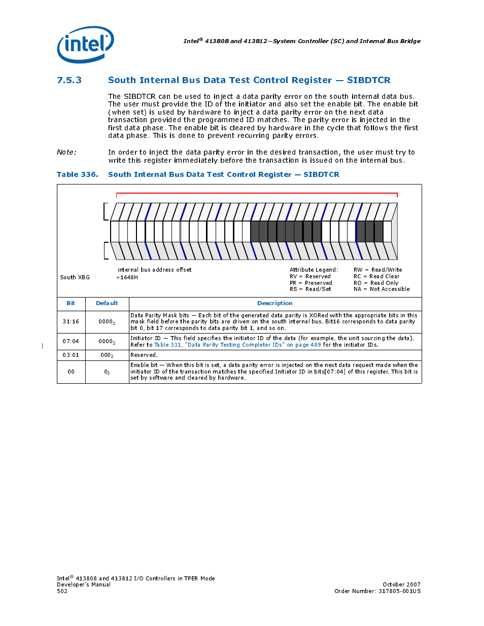 Intel, Bit default description, Reserved. 00 0 | Intel CONTROLLERS 413808 User Manual | Page 502 / 824