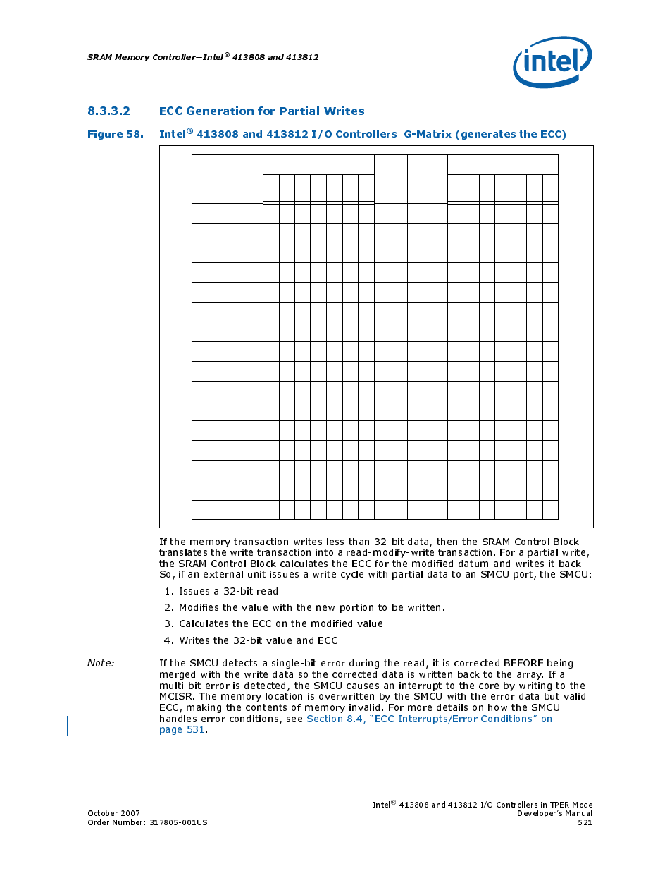 2 ecc generation for partial writes, 58 intel, Figure 58. intel | Intel | Intel CONTROLLERS 413808 User Manual | Page 521 / 824