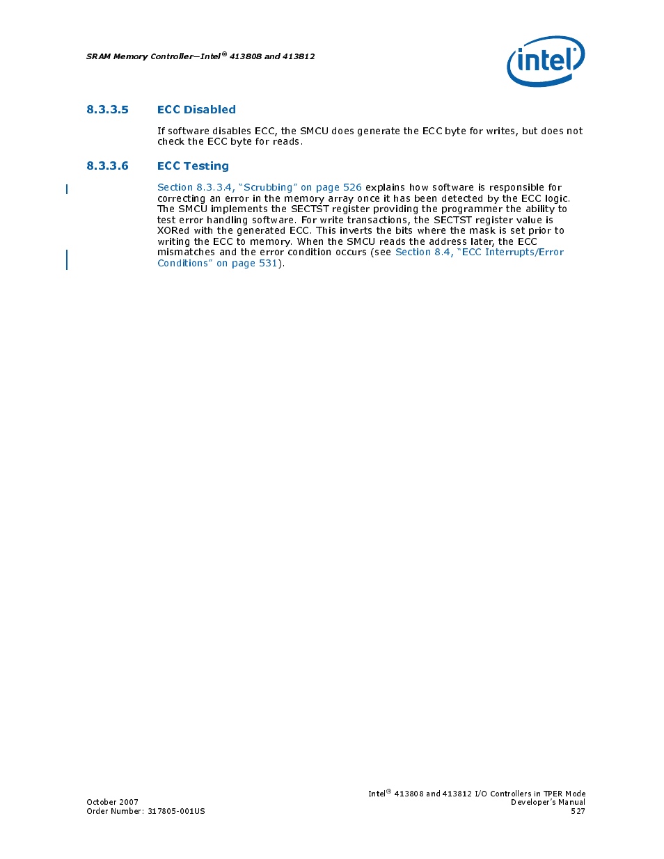 5 ecc disabled, 6 ecc testing | Intel CONTROLLERS 413808 User Manual | Page 527 / 824