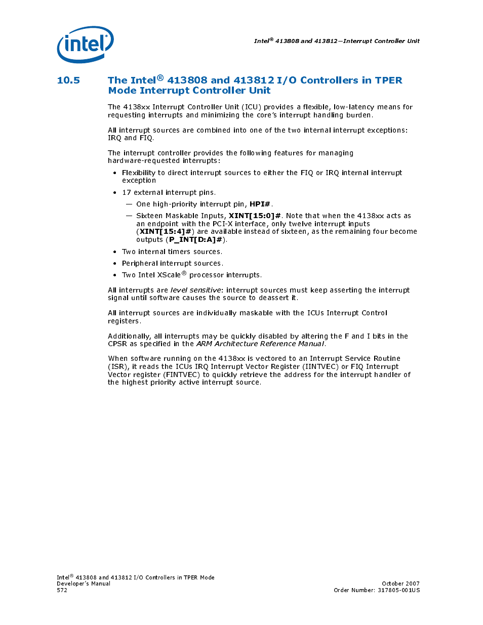 5 the intel, Xint[15:0, Xint[15:4 | P_int[d:a | Intel CONTROLLERS 413808 User Manual | Page 572 / 824