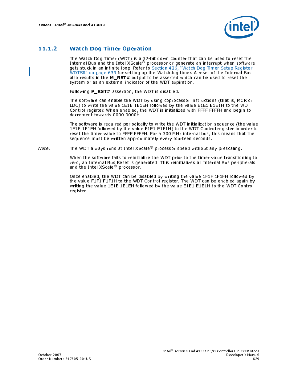2 watch dog timer operation | Intel CONTROLLERS 413808 User Manual | Page 629 / 824