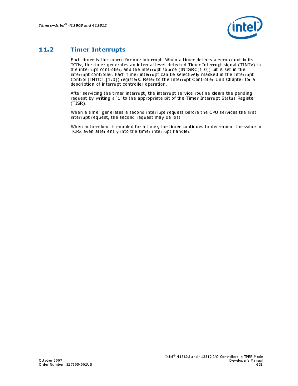 2 timer interrupts | Intel CONTROLLERS 413808 User Manual | Page 631 / 824