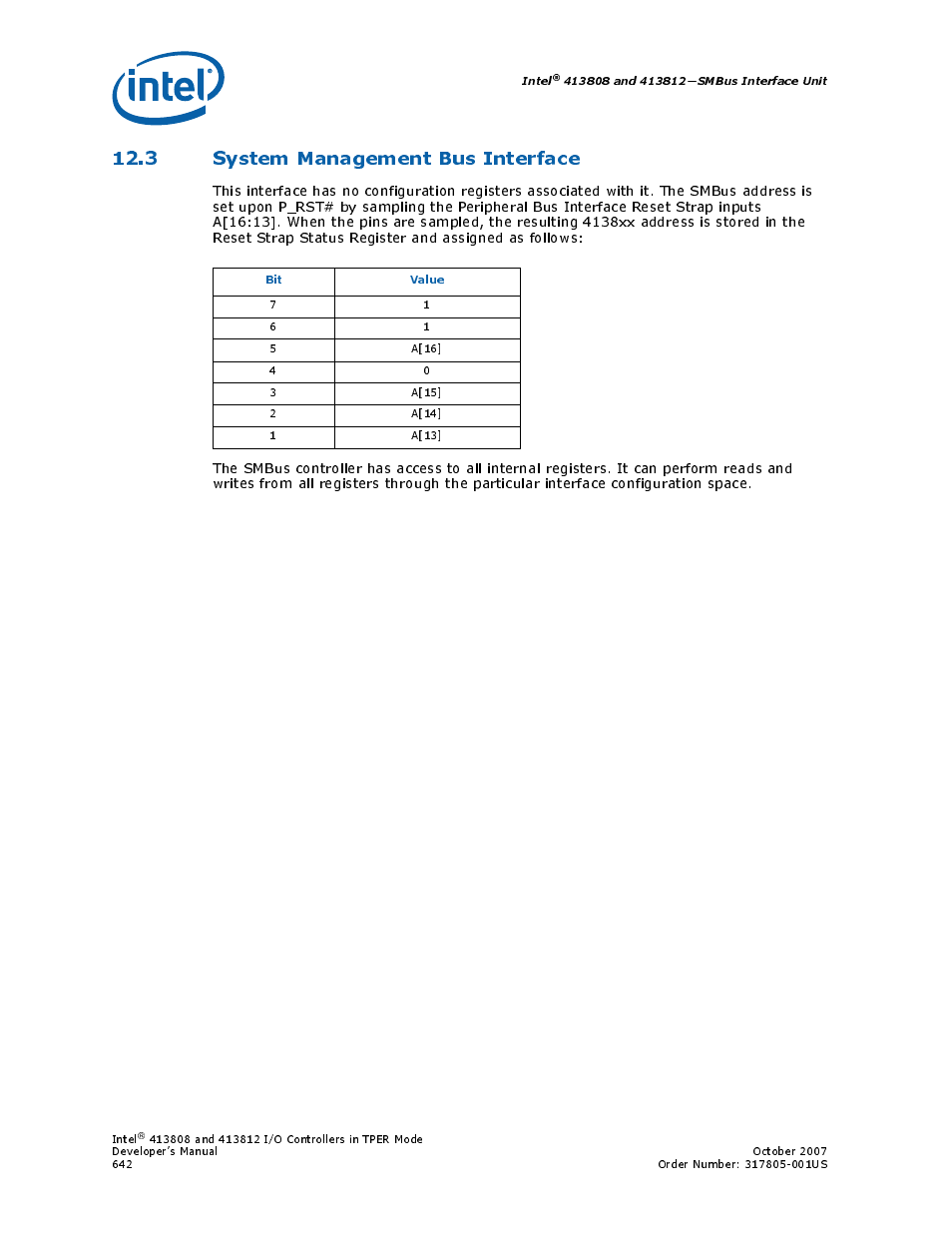 3 system management bus interface | Intel CONTROLLERS 413808 User Manual | Page 642 / 824