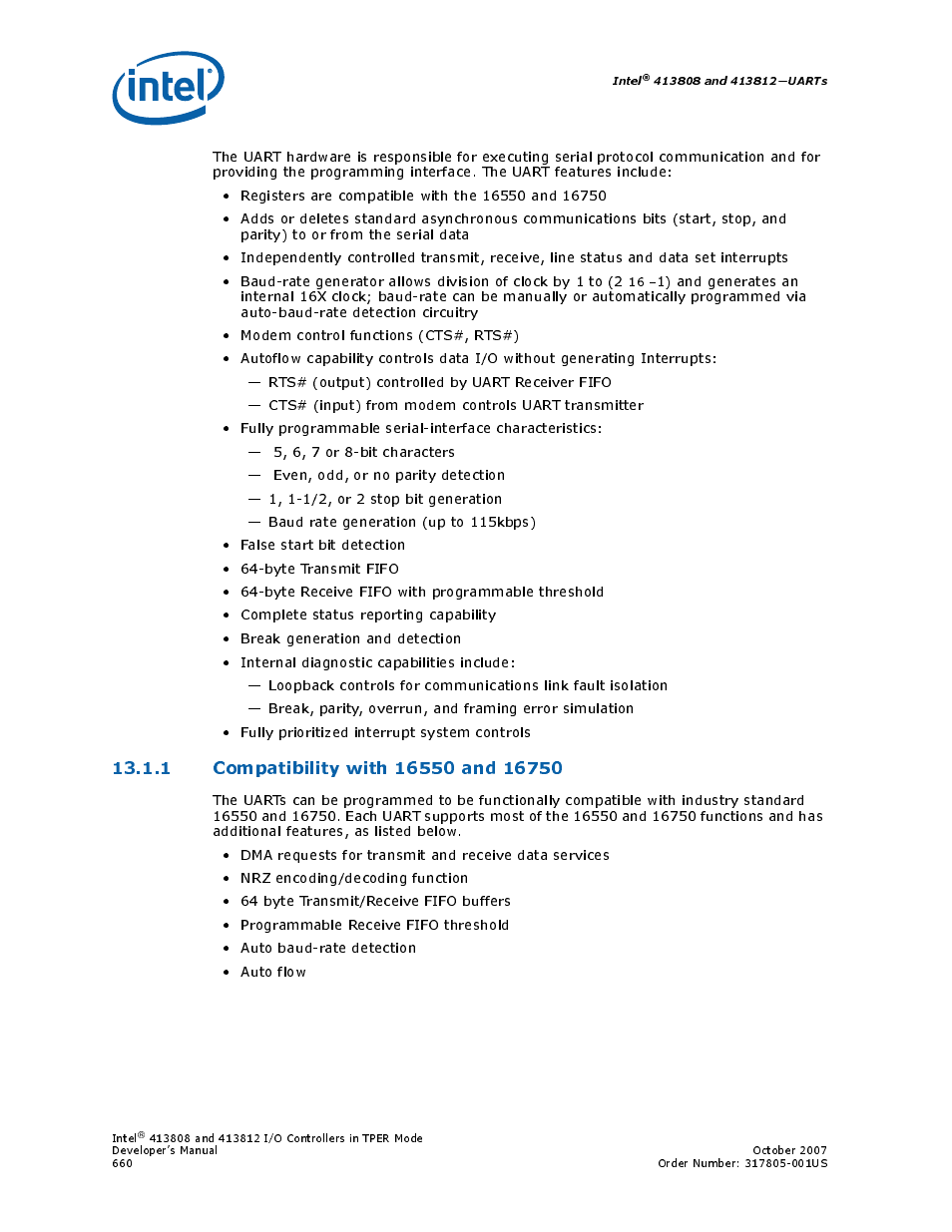 1 compatibility with 16550 and 16750 | Intel CONTROLLERS 413808 User Manual | Page 660 / 824
