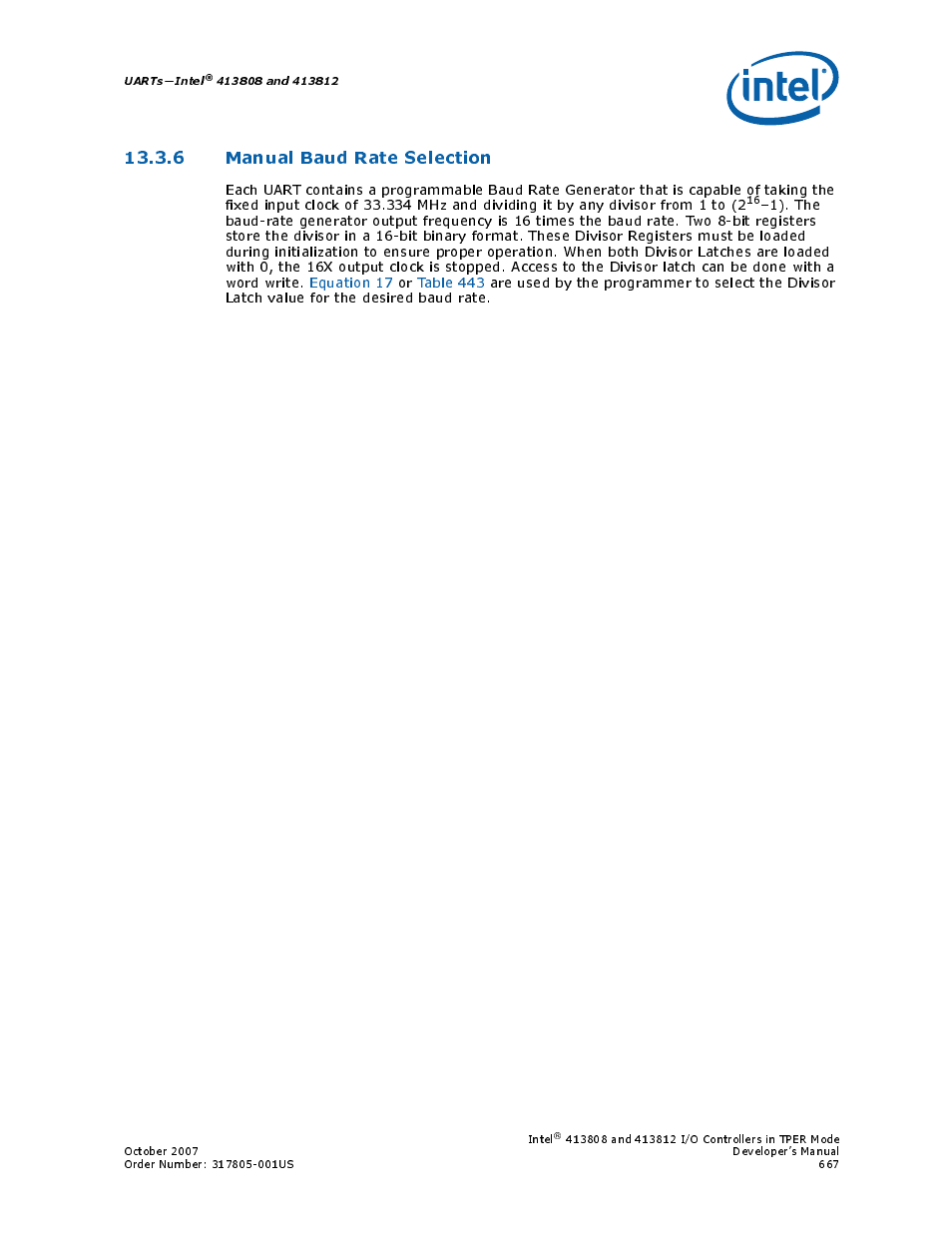 6 manual baud rate selection | Intel CONTROLLERS 413808 User Manual | Page 667 / 824
