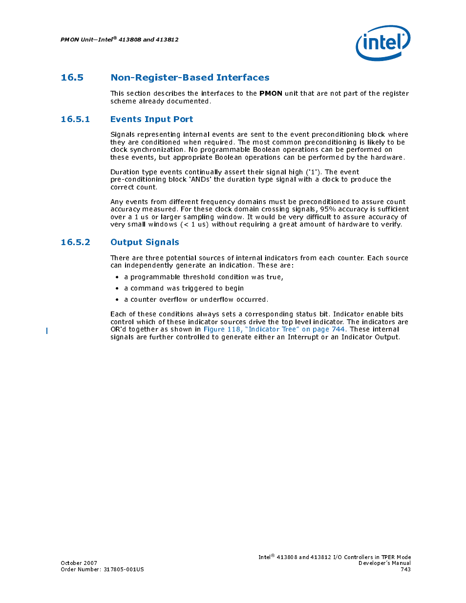5 non-register-based interfaces, 1 events input port, 2 output signals | Intel CONTROLLERS 413808 User Manual | Page 743 / 824