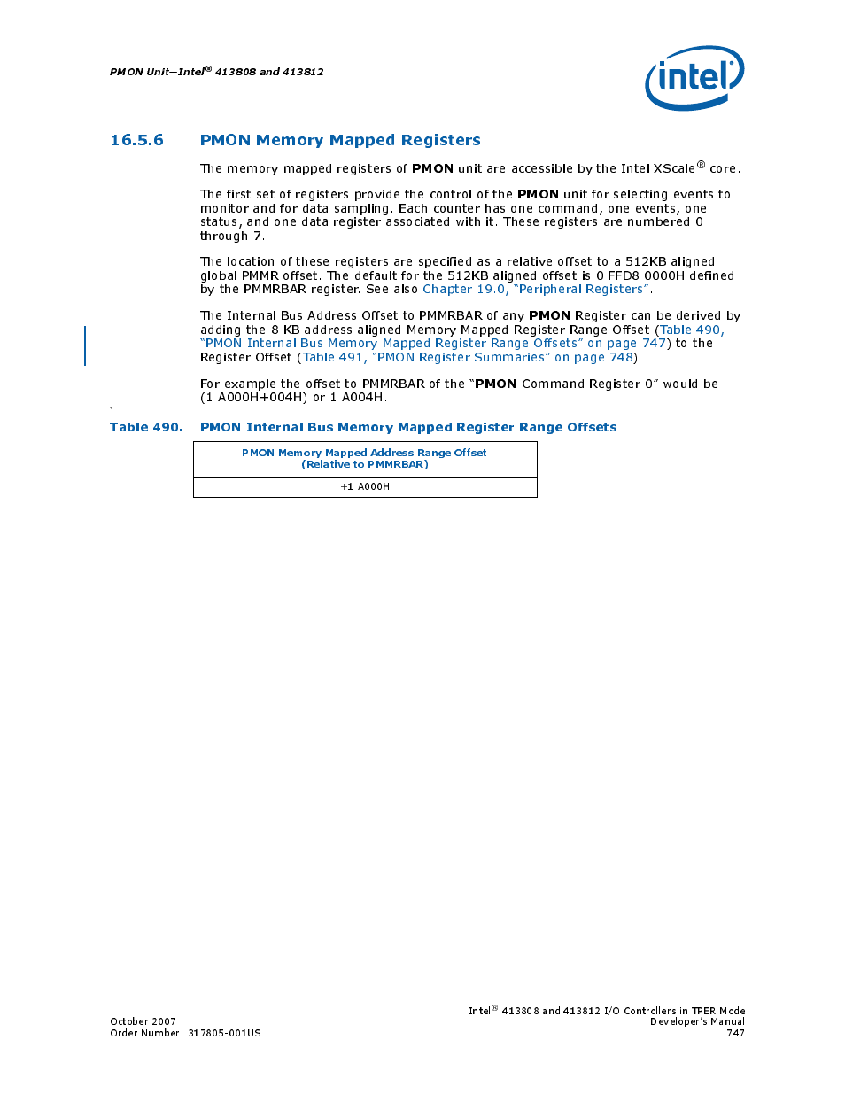 6 pmon memory mapped registers, Pmon | Intel CONTROLLERS 413808 User Manual | Page 747 / 824