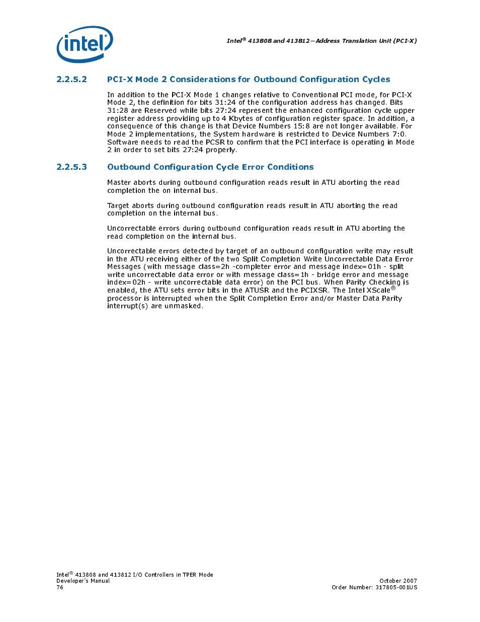 3 outbound configuration cycle error conditions | Intel CONTROLLERS 413808 User Manual | Page 76 / 824