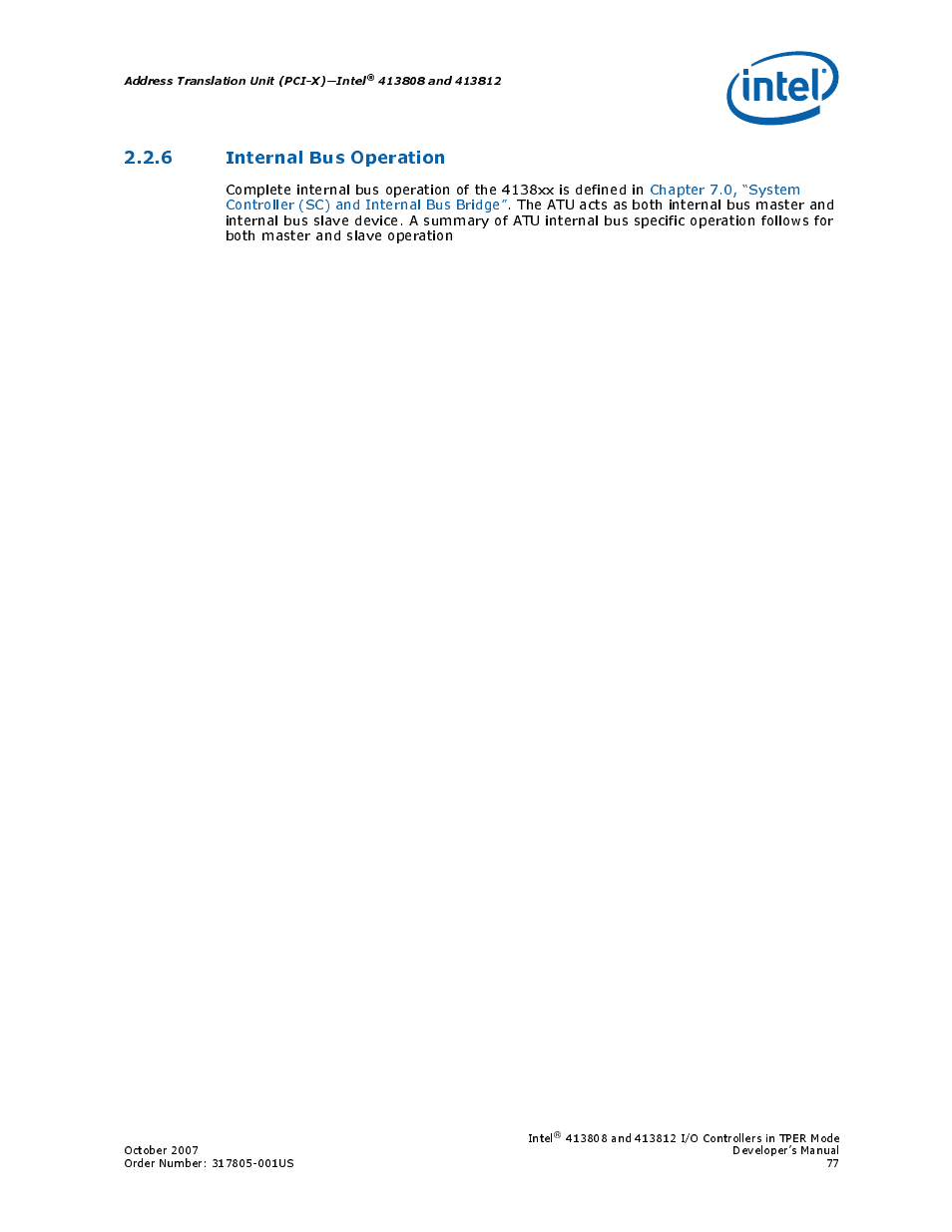 6 internal bus operation, Section 2.2.6 | Intel CONTROLLERS 413808 User Manual | Page 77 / 824