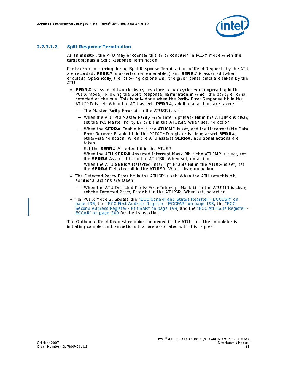 2 split response termination, Split response termination | Intel CONTROLLERS 413808 User Manual | Page 99 / 824