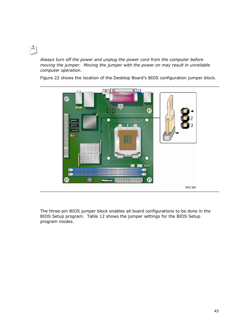 Setting the bios configuration jumper | Intel DG41MJ User Manual | Page 45 / 68