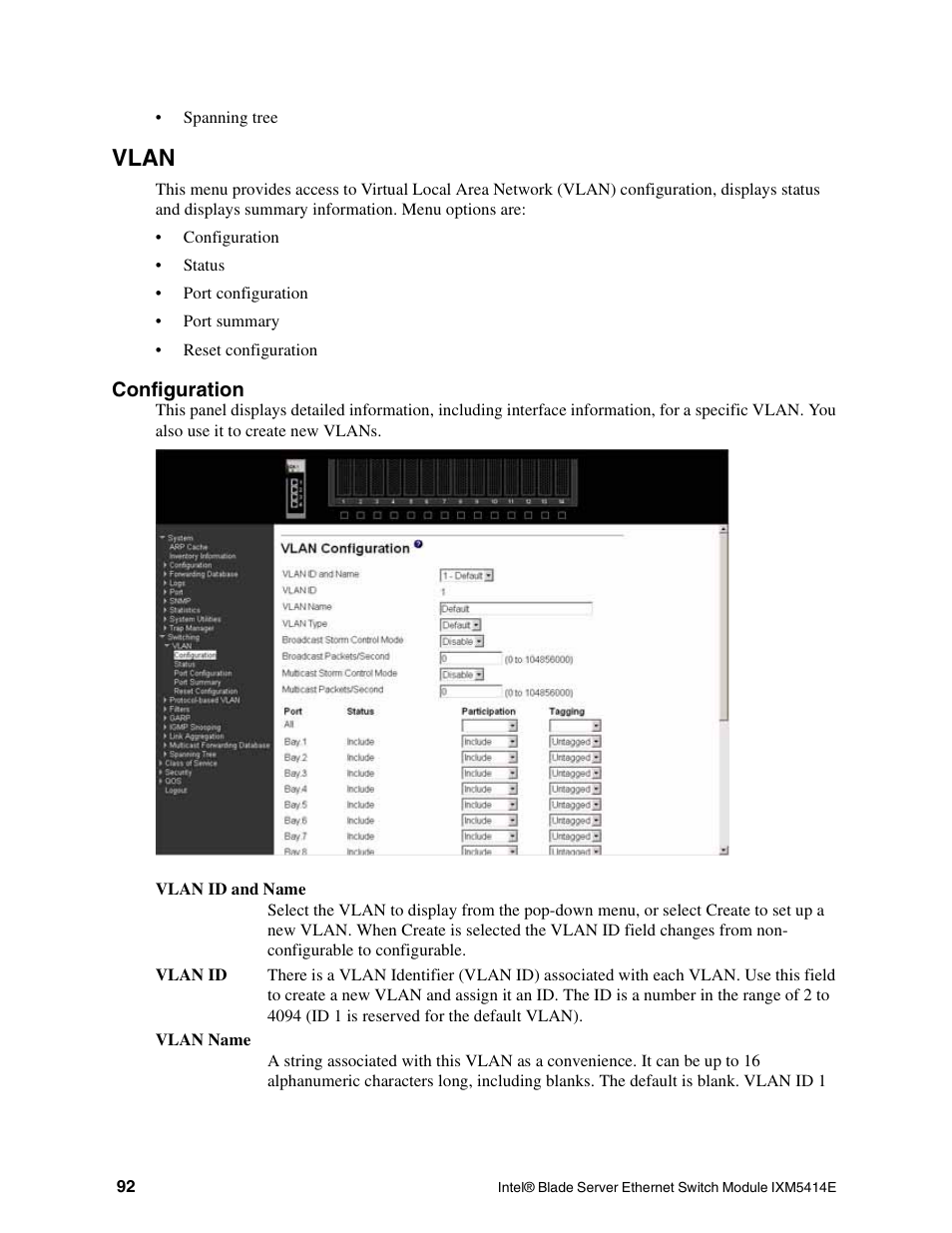 Vlan | Intel IXM5414E User Manual | Page 102 / 294
