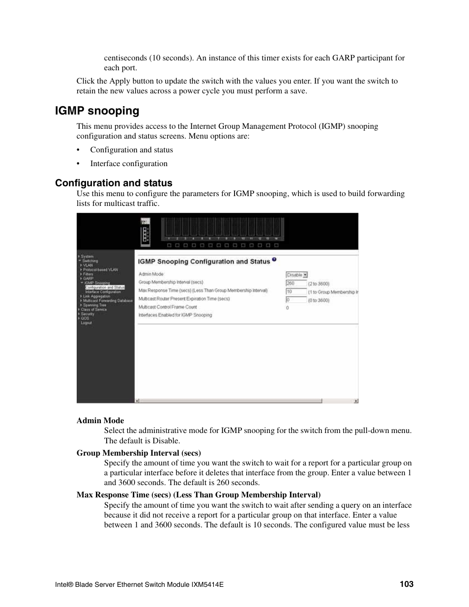 Igmp snooping | Intel IXM5414E User Manual | Page 113 / 294