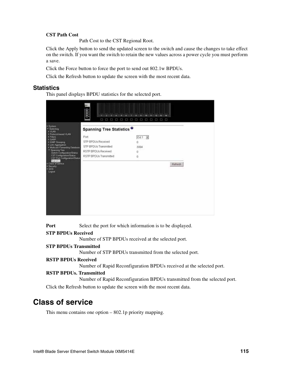 Class of service | Intel IXM5414E User Manual | Page 125 / 294