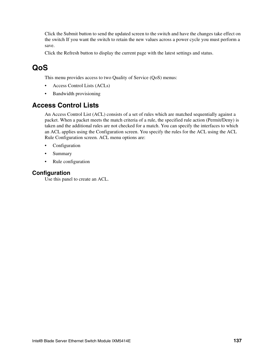 Access control lists | Intel IXM5414E User Manual | Page 147 / 294