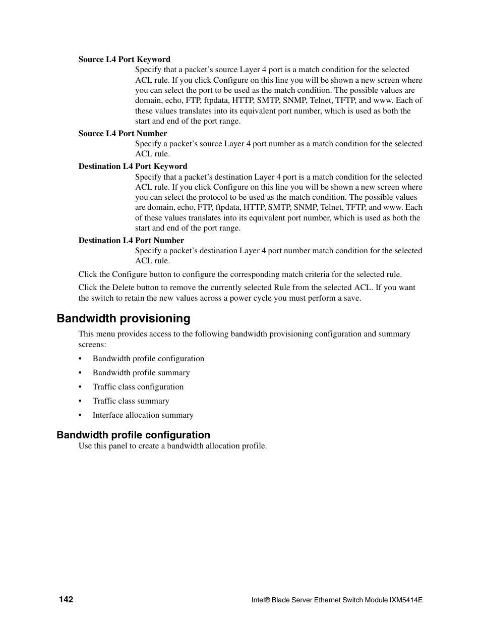 Bandwidth provisioning | Intel IXM5414E User Manual | Page 152 / 294