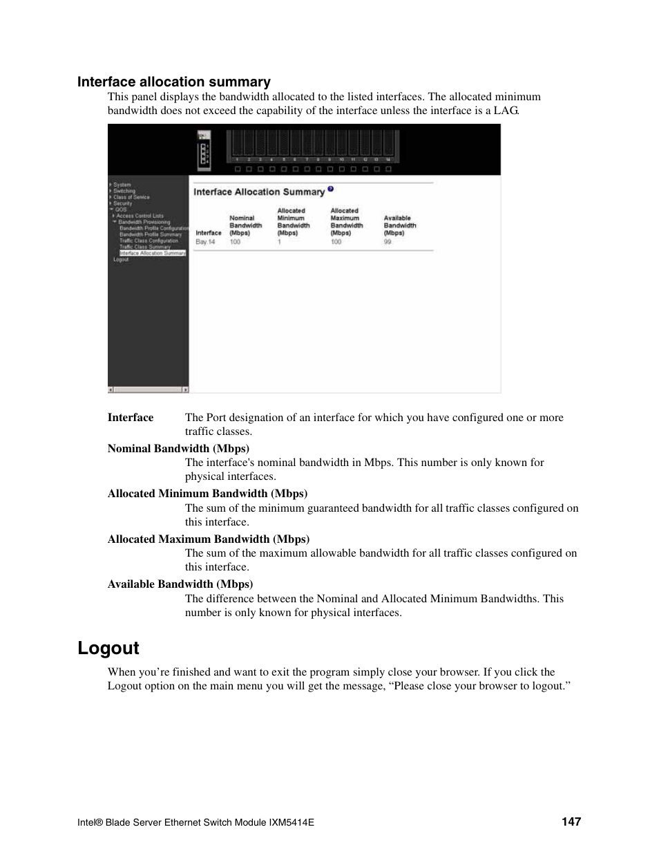 Logout | Intel IXM5414E User Manual | Page 157 / 294