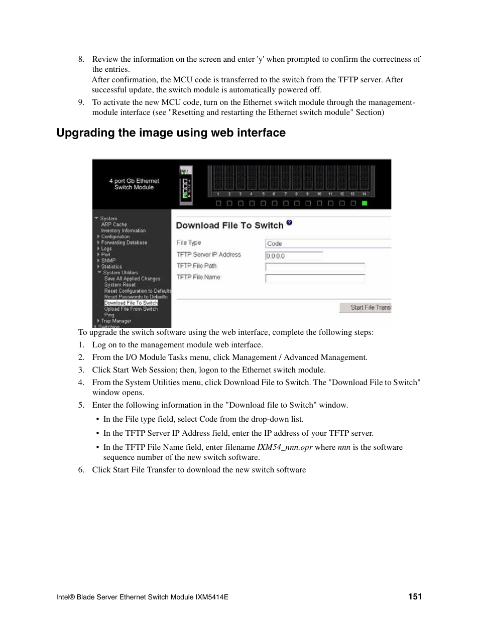 Upgrading the image using web interface | Intel IXM5414E User Manual | Page 161 / 294
