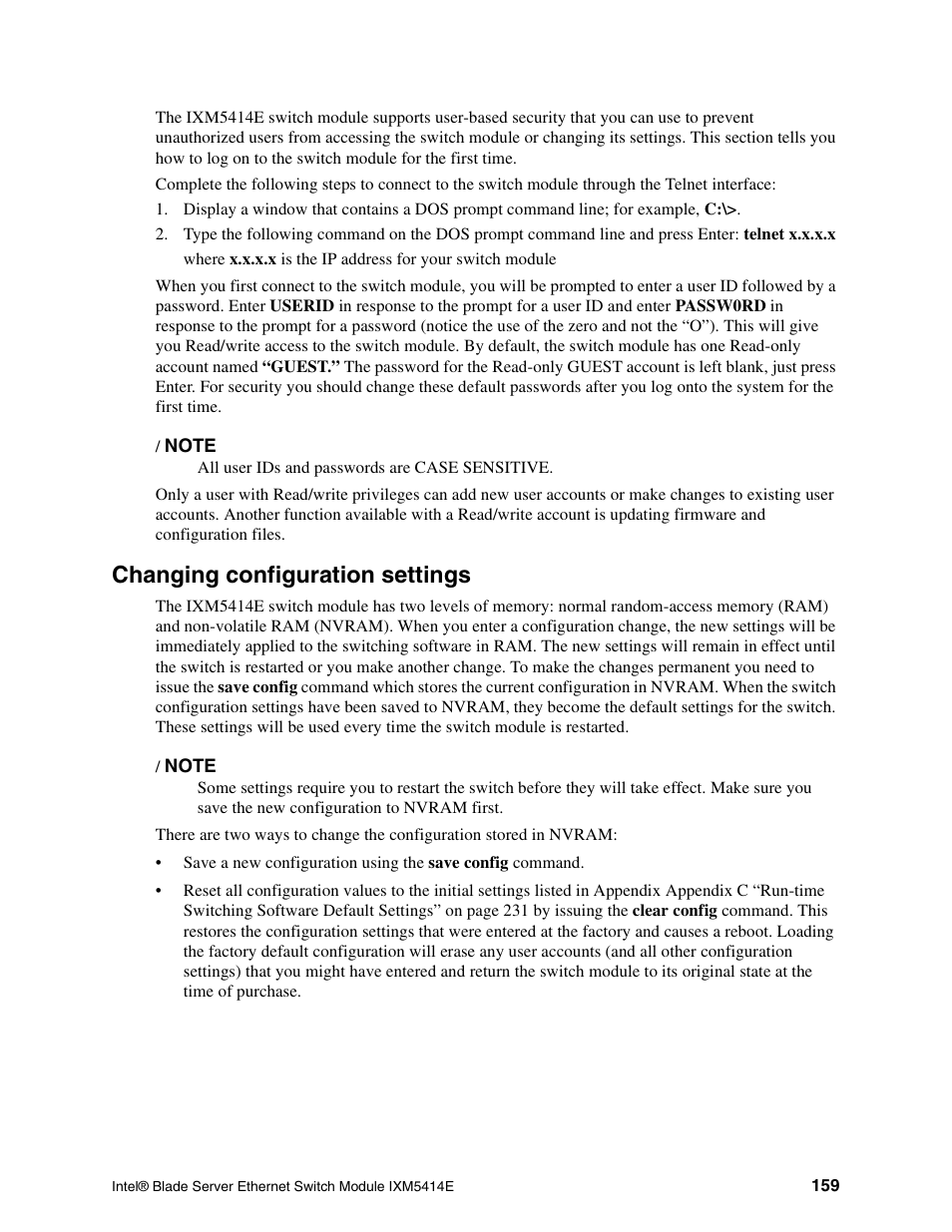Changing configuration settings | Intel IXM5414E User Manual | Page 169 / 294