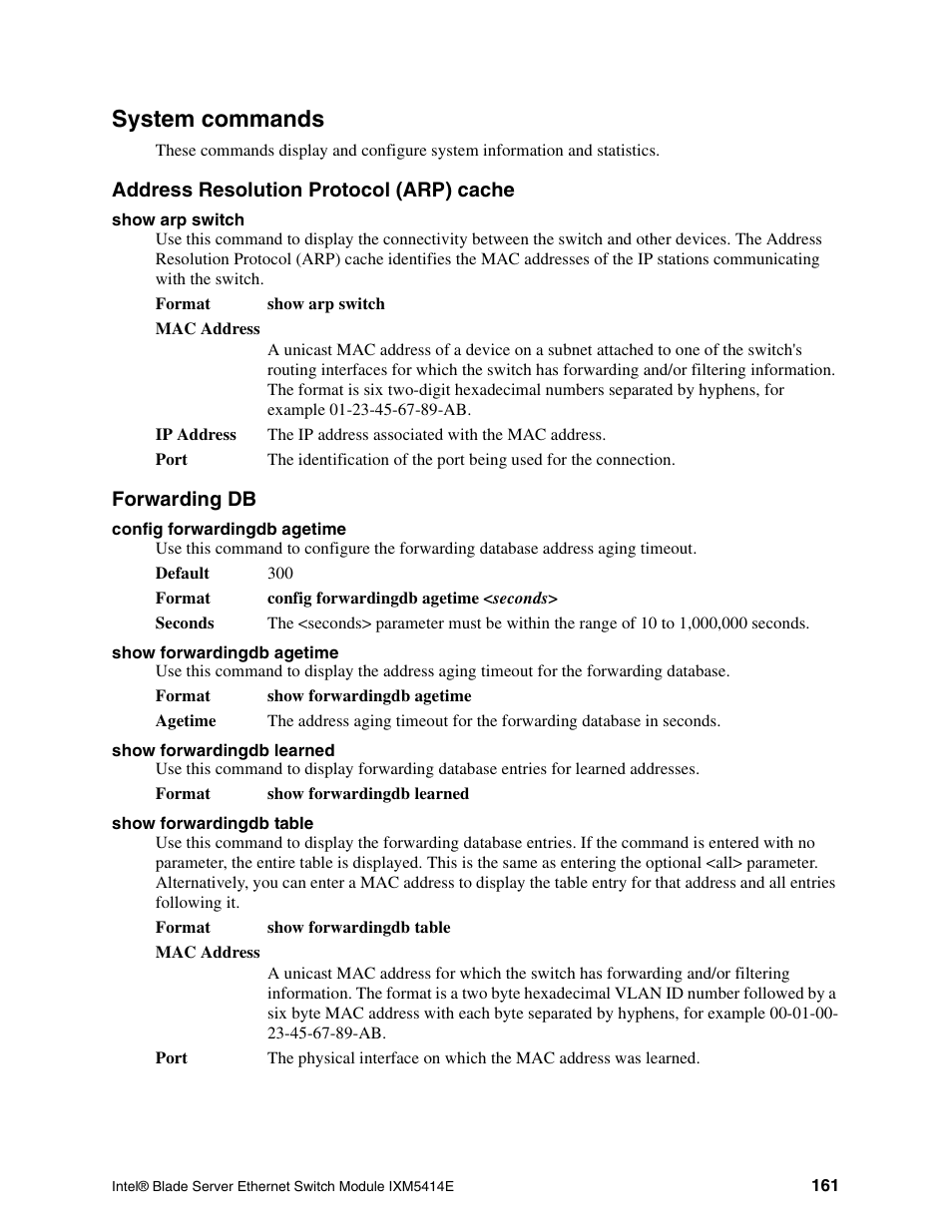 System commands | Intel IXM5414E User Manual | Page 171 / 294