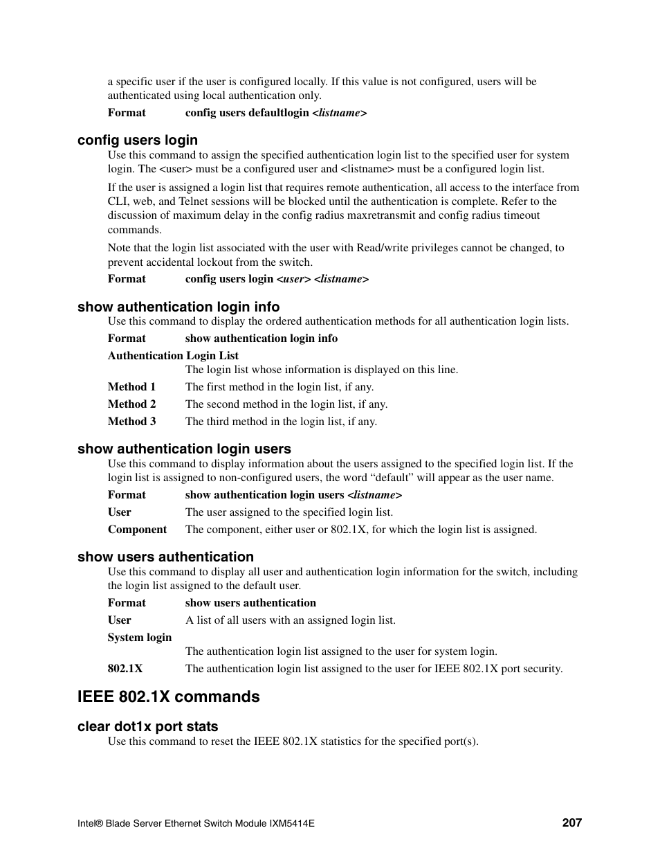 Ieee 802.1x commands | Intel IXM5414E User Manual | Page 217 / 294