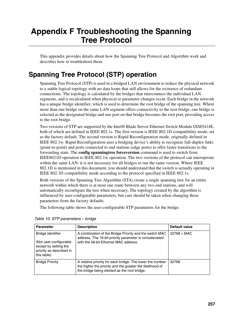 Spanning tree protocol (stp) operation | Intel IXM5414E User Manual | Page 267 / 294