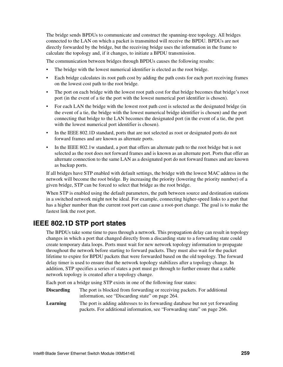 Ieee 802.1d stp port states | Intel IXM5414E User Manual | Page 269 / 294