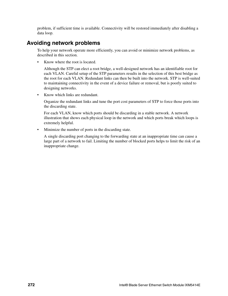Avoiding network problems | Intel IXM5414E User Manual | Page 282 / 294