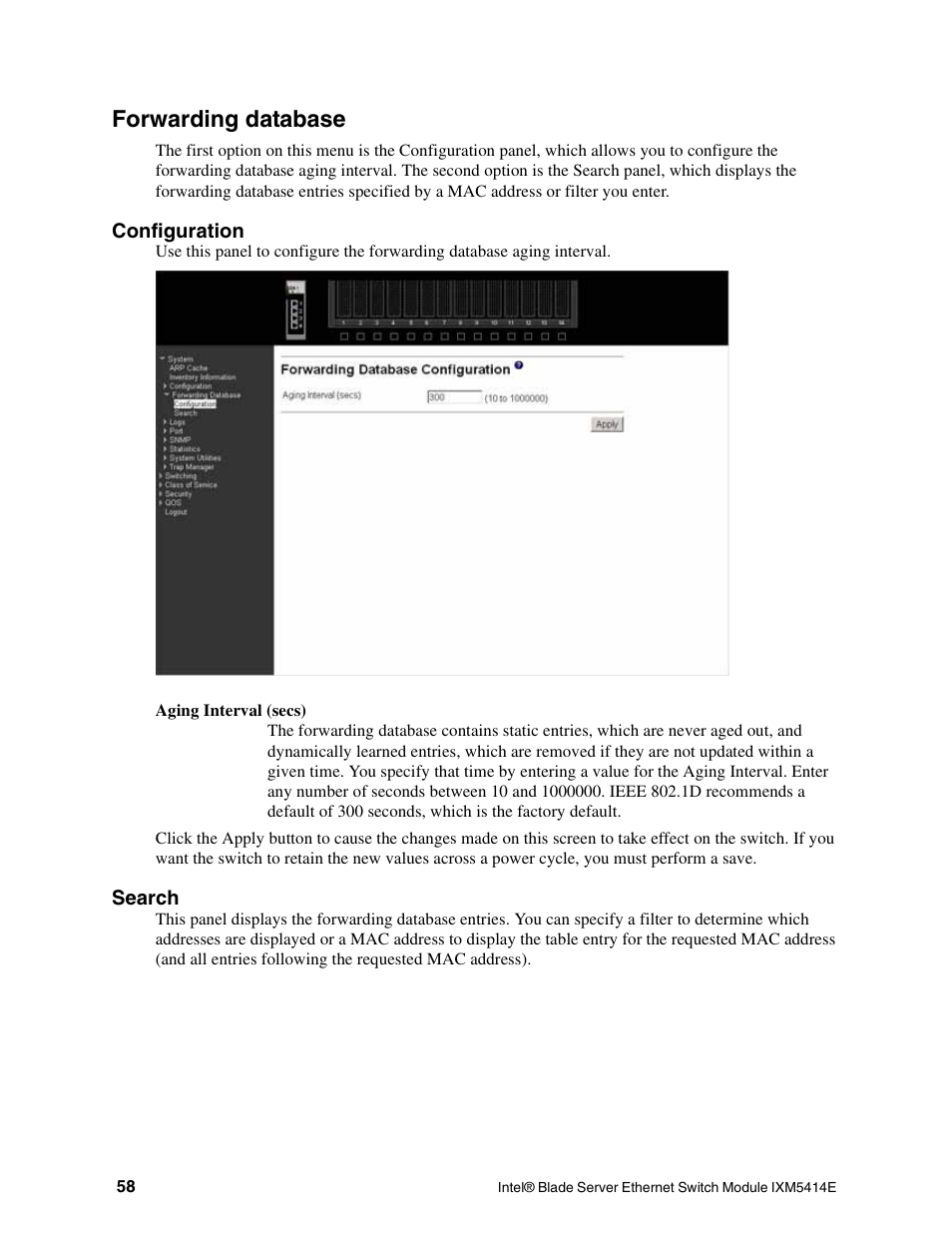 Forwarding database | Intel IXM5414E User Manual | Page 68 / 294