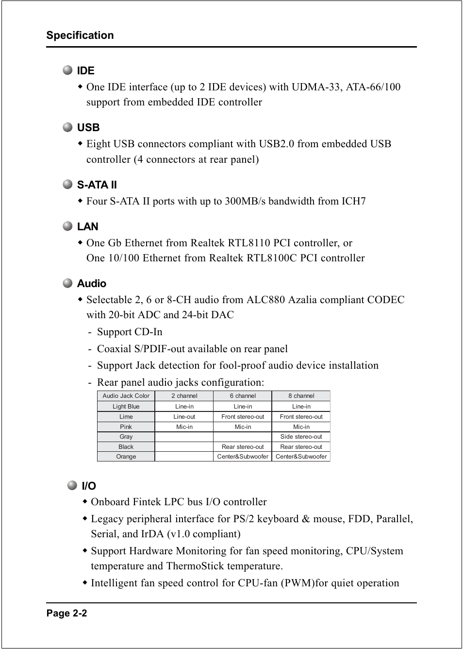 Specification, Page 2-2 | Intel I945P User Manual | Page 14 / 70