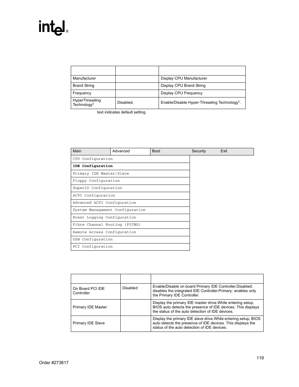 Ide configuration submenu, 2 ide configuration submenu | Intel NetStructure MPCBL0001 User Manual | Page 119 / 198