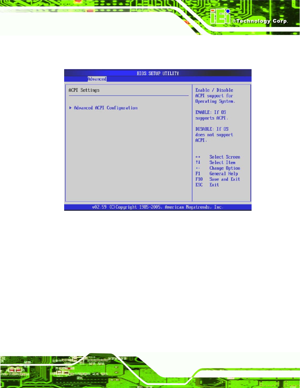 1 advanced acpi configuration, Bios menu 5: acpi configuration | Intel iEi Motherboard A300 User Manual | Page 112 / 192
