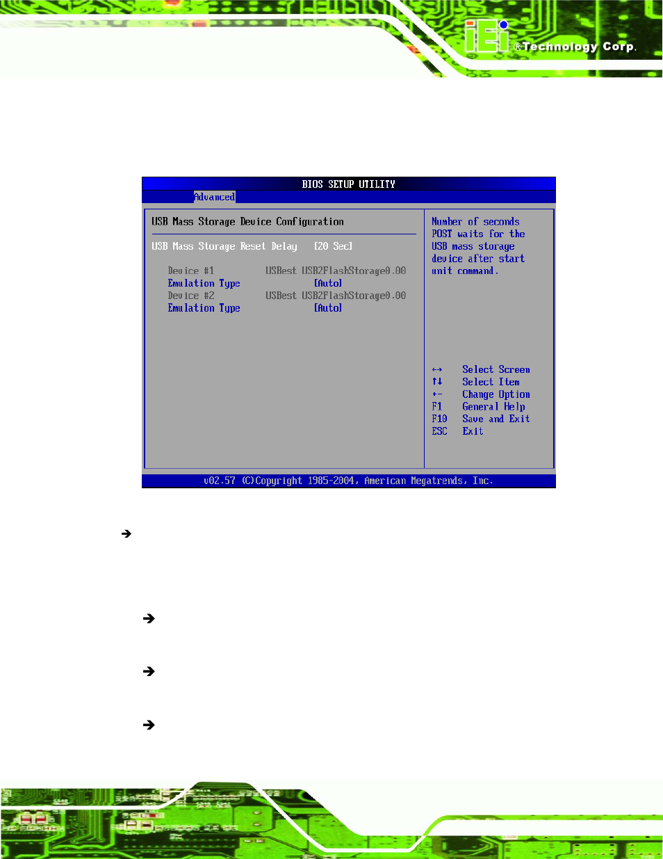 1 usb mass storage device configuration, Bios menu 9: usb mass storage device configuration | Intel iEi Motherboard A300 User Manual | Page 118 / 192