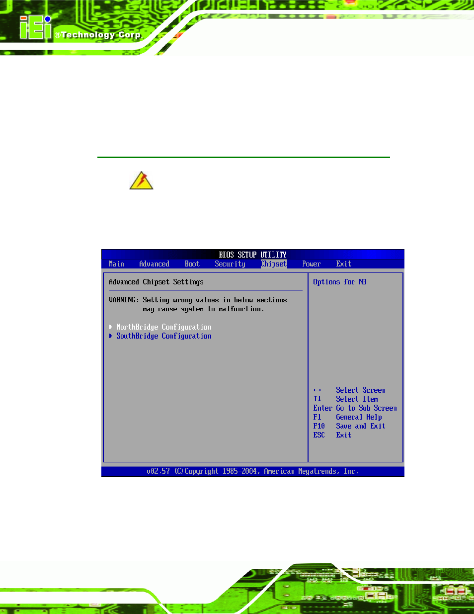 5 chipset, 1 northbridge configuration, Hipset | Bios menu 16: chipset | Intel iEi Motherboard A300 User Manual | Page 135 / 192