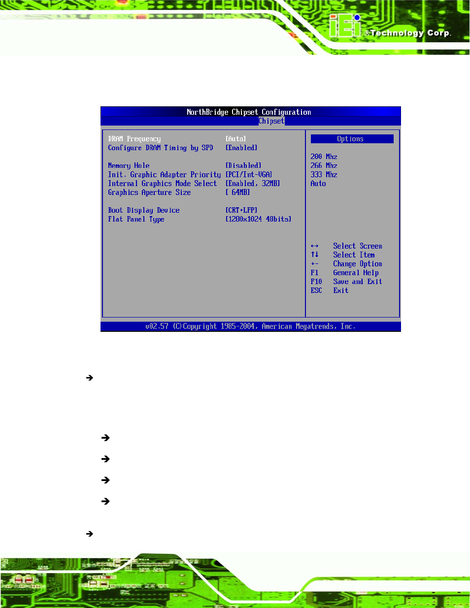 Bios menu 17: northbridge chipset configuration | Intel iEi Motherboard A300 User Manual | Page 136 / 192