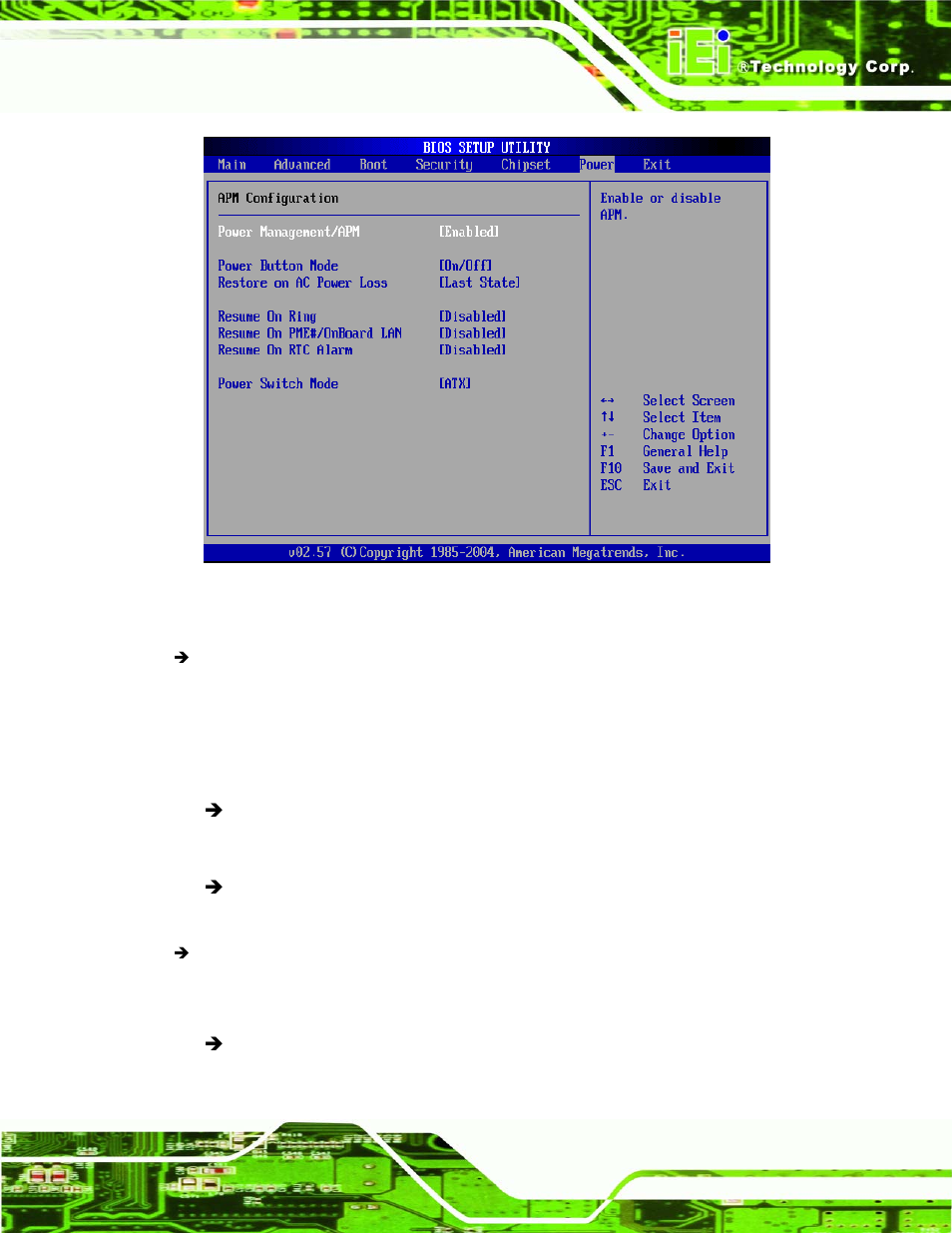 Bios menu 19: power, N/c 21 | Intel iEi Motherboard A300 User Manual | Page 142 / 192