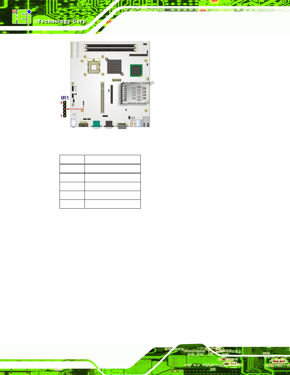 10 led connector, Figure 4-11: ir connector location, Table 4-11: ir connector pinouts | Intel iEi Motherboard A300 User Manual | Page 57 / 192
