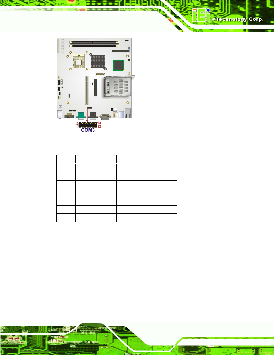 13 serial port connector (rs-232), Figure 4-14: serial port connector location, A300 motherboard | Page 45 | Intel iEi Motherboard A300 User Manual | Page 60 / 192