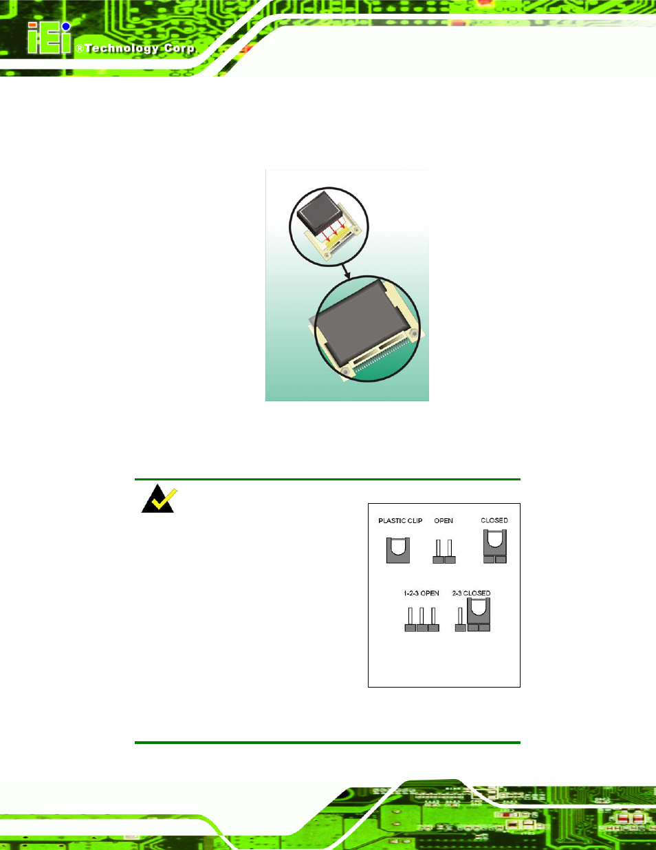 5 jumper settings, Umper, Ettings | Figure 5-7: cf card installation | Intel iEi Motherboard A300 User Manual | Page 85 / 192