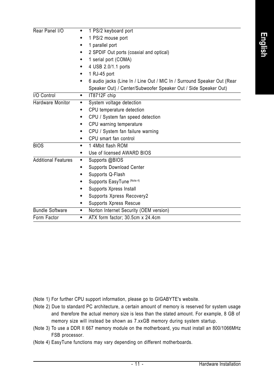 English | Intel GA-8N775 User Manual | Page 11 / 88