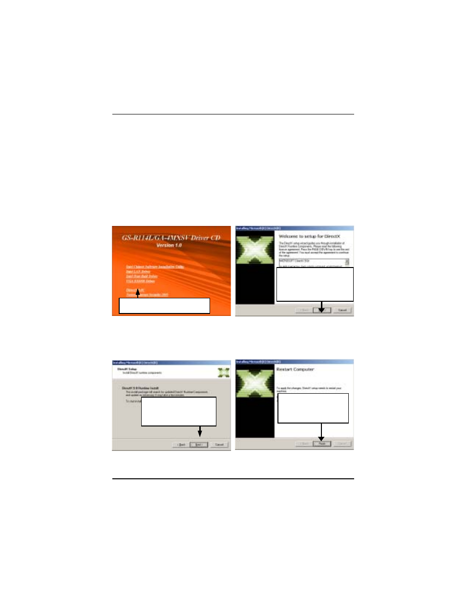 E. directx 9.0 driver installation | Intel GA-4MXSV User Manual | Page 69 / 71