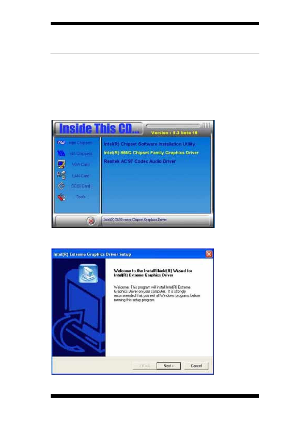 Intel 865g chipset graphics driver | Intel LGA775 User Manual | Page 59 / 65