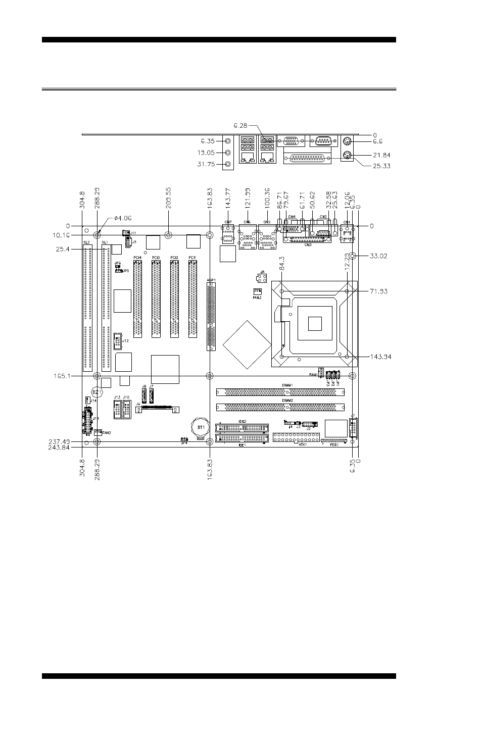 Board dimensions | Intel LGA775 User Manual | Page 8 / 65
