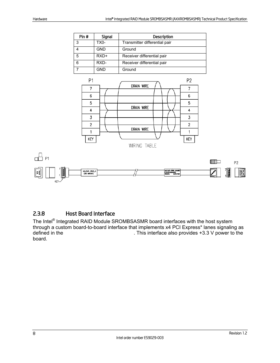 8 host board interface, Host board interface, Figure 6. sas/sata cable | Intel SROMBSASMR (AXXROMBSASMR) User Manual | Page 14 / 40