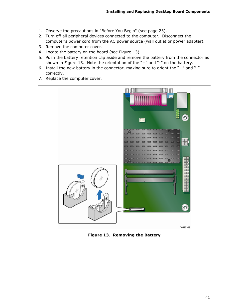 Removing the battery | Intel D425KT User Manual | Page 41 / 60