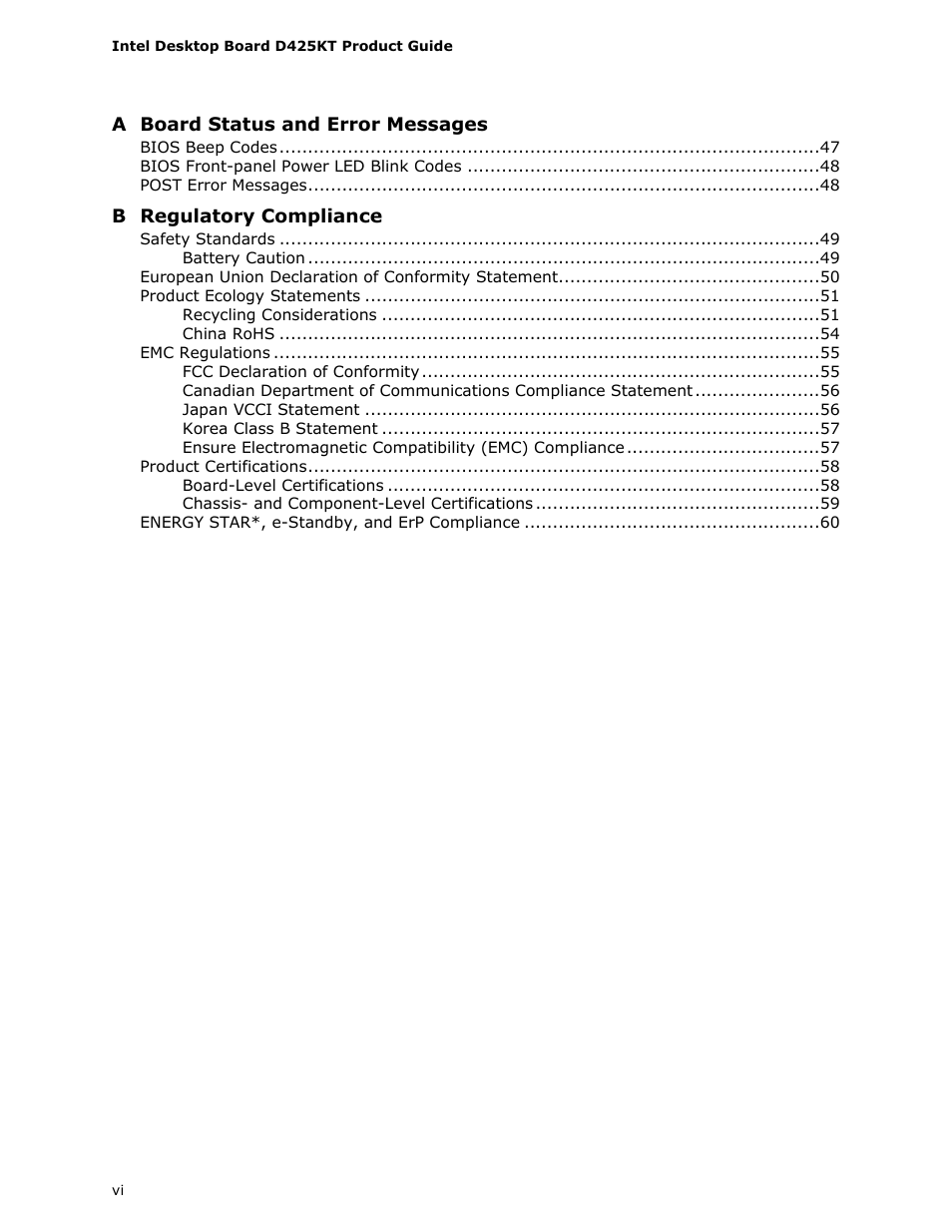 Intel D425KT User Manual | Page 6 / 60
