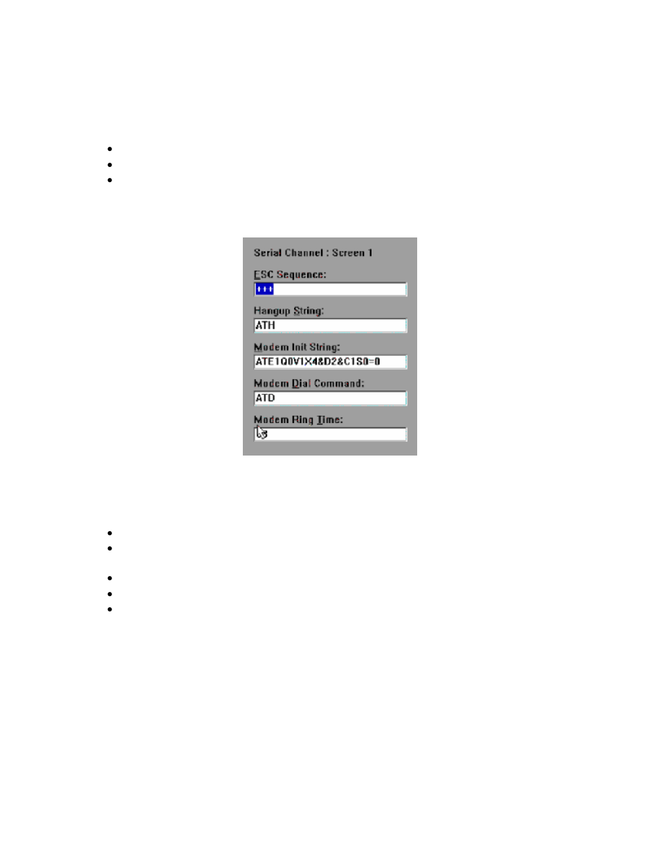 Configuring the serial/modem channel, Serial/modem screen 1 – modem setup | Intel SE7320 User Manual | Page 19 / 30