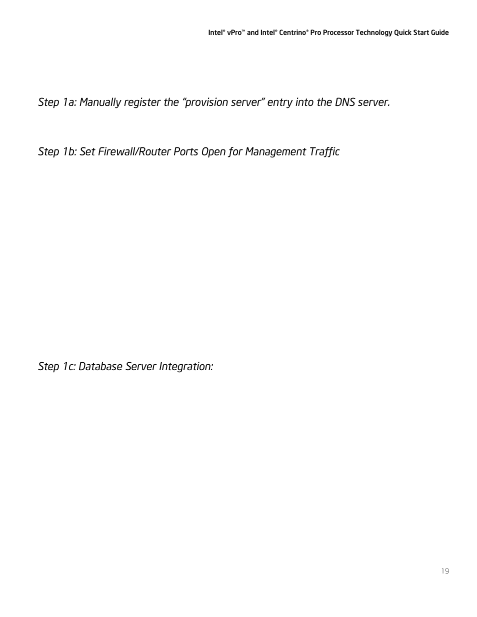Step 1c: database server integration | Intel vPro User Manual | Page 19 / 41